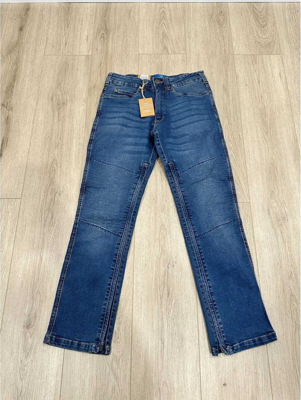 NWT No Limbits Blue Dark wash Denim Jeans Stretch Hidden Zippers Mens 30x30